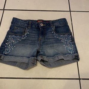 Girls Arizona shorts with blue and silver designs